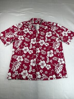 NWT Aloha Republic Hawaiian Shirt 2XL Made In USA Hawaii Magenta Pink Hibiscus